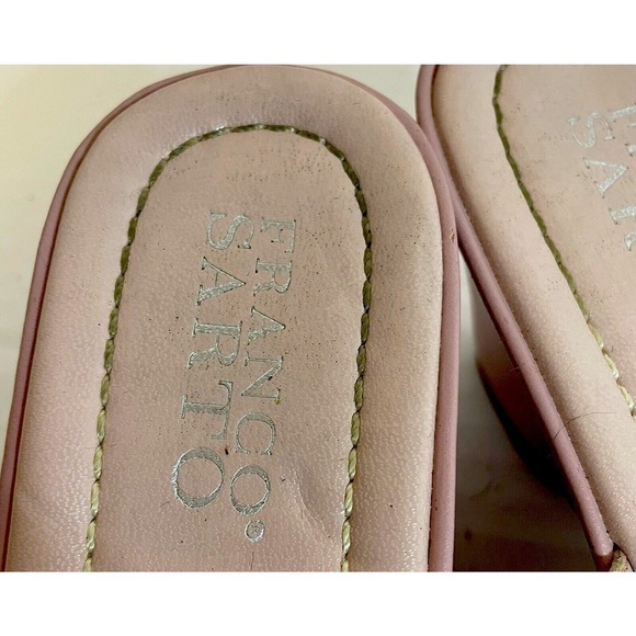 Franco Sarto Gitana Leather Wedge Sandal Pink 6M Animal Print Accent. - Picture 6 of 8
